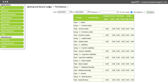 Trial Balance Module
