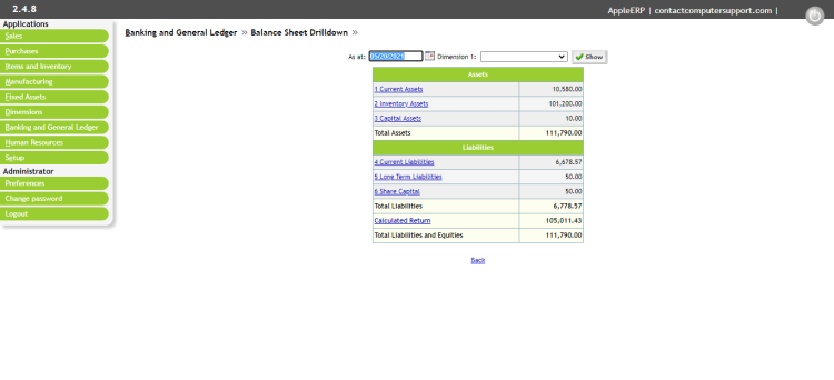 Balance Sheet Module